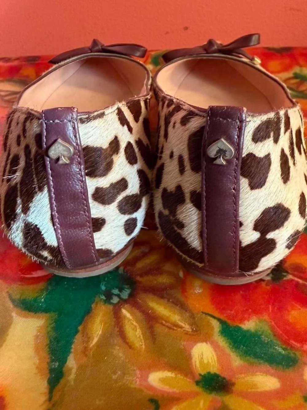 kate spade brown cowhide Leopard-Print Ballet Flat with  Bow